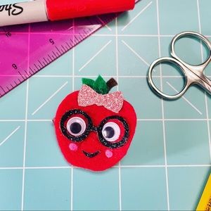 Back to school hair clips- Nerdy Apple, Pencil Bow